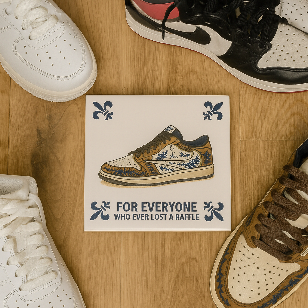 LIMITED EDITION TRAVIS SCOTT TILE SNEAKER - Delft Blue tile with humor