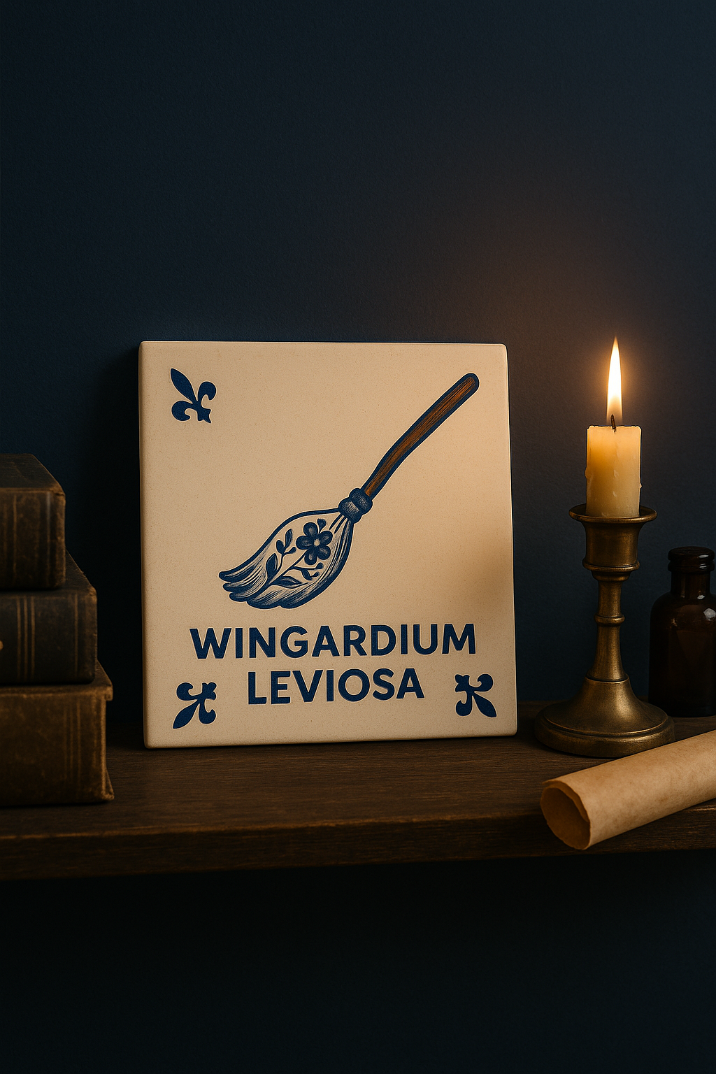 Wingardium Leviosa - Delft Blue Tile with Humor