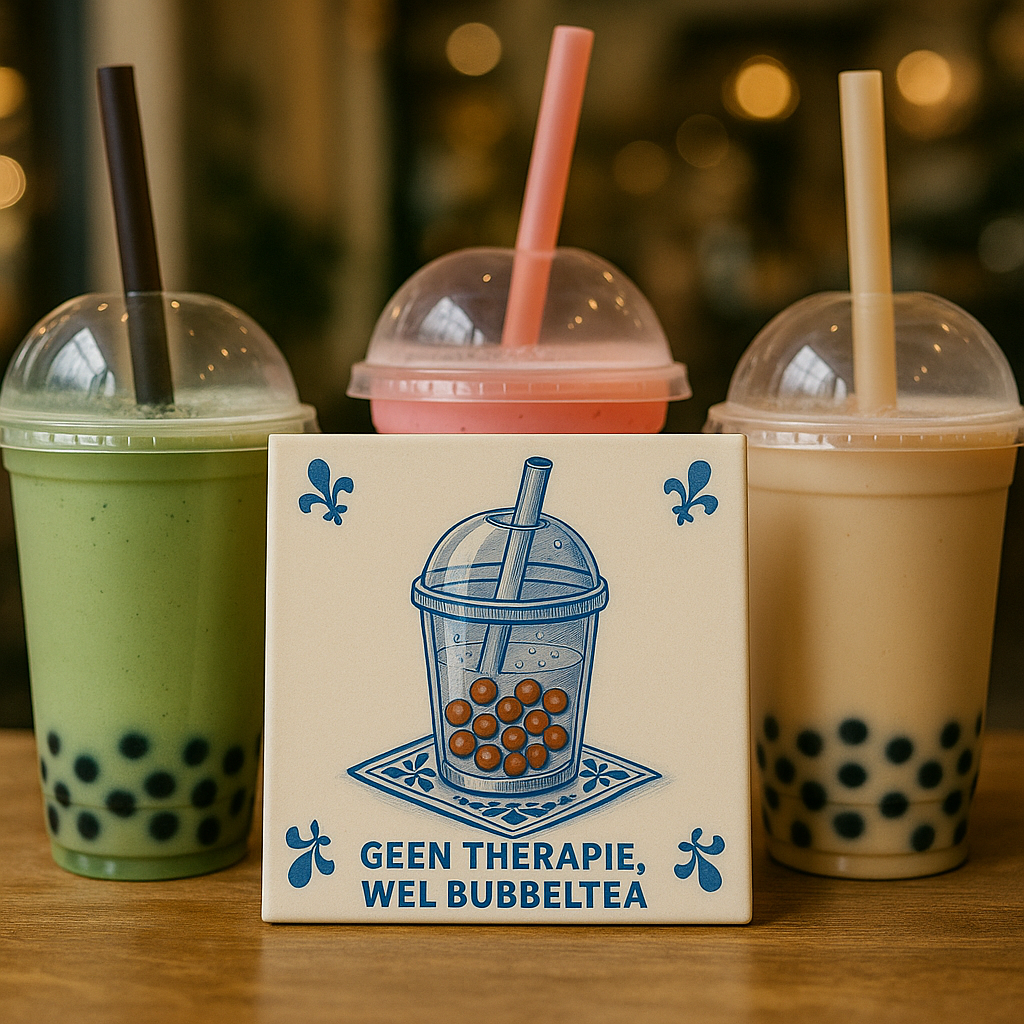 No therapy, but bubble tea – Delft Blue Tile