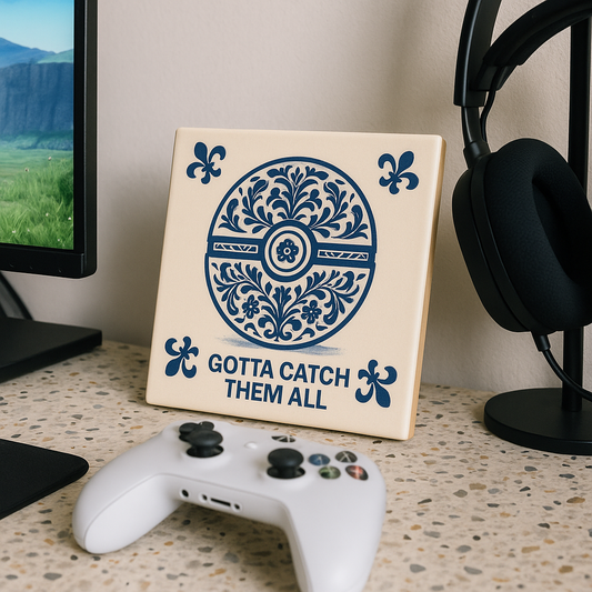 Pokémon Tile - Delft Blue Tile with Humor