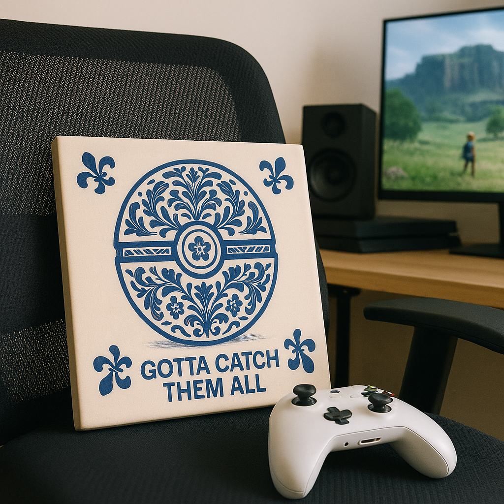 Pokémon Tile - Delft Blue Tile with Humor