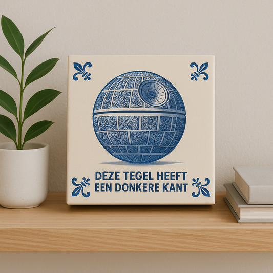 Death Star - Delft Blue Tile with humor