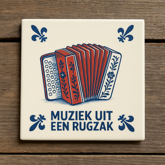Accordion - Music from a backpack - Delft Blue Tile with Humor