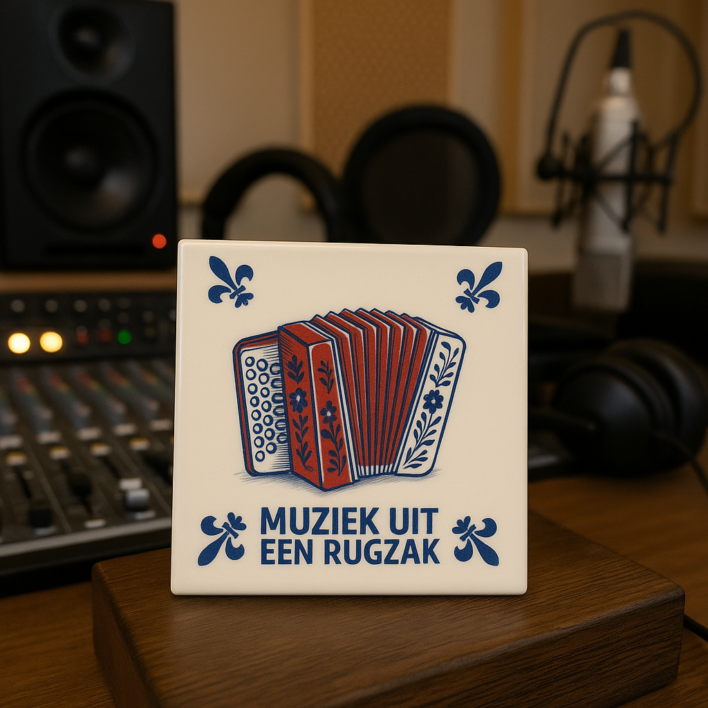 Accordion - Music from a backpack - Delft Blue Tile with Humor