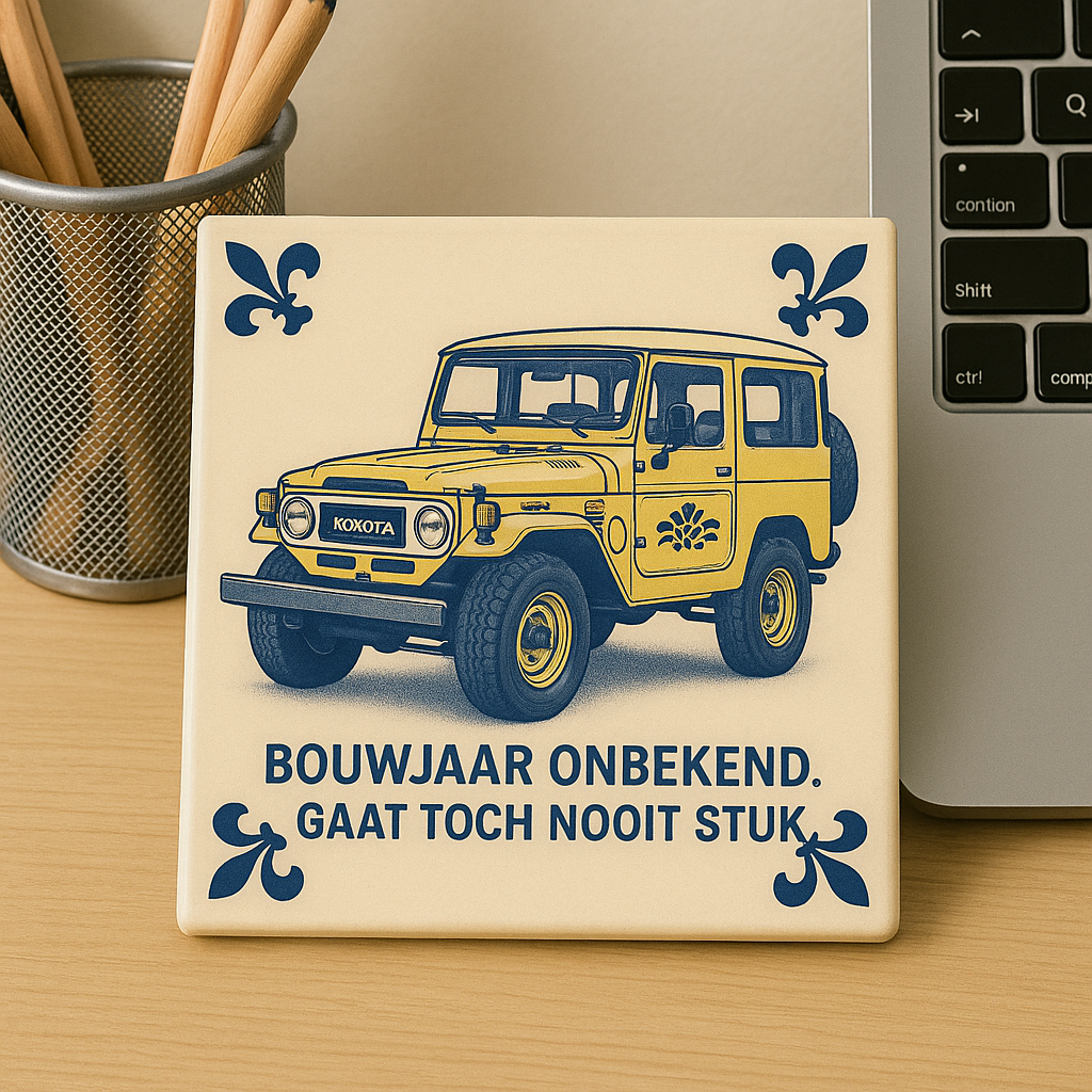 Toyota Land Cruiser – Delft Blue Tile with humor
