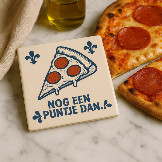 "One more point then" - Delft blue tile with humor