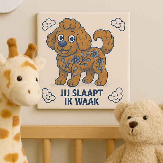 You Sleep, I Wake - Delft Blue Tile with Humor