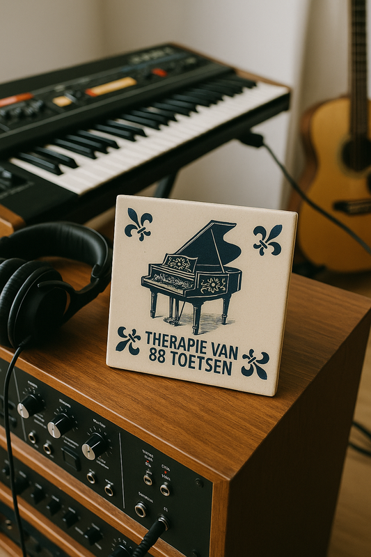 Piano - 88 Key Therapy - Delft Blue Tile With Humor