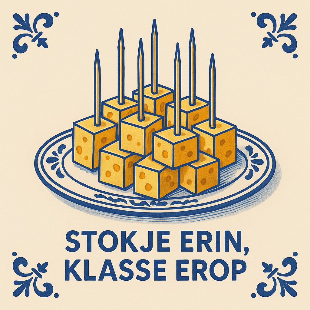 Cheese - Stick Erin, Class Erop - Delft Blue tile with humor