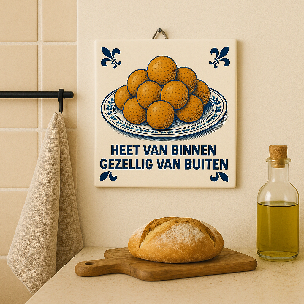 Hot Inside, Cozy Outside - Delft Blue Tile with Humor