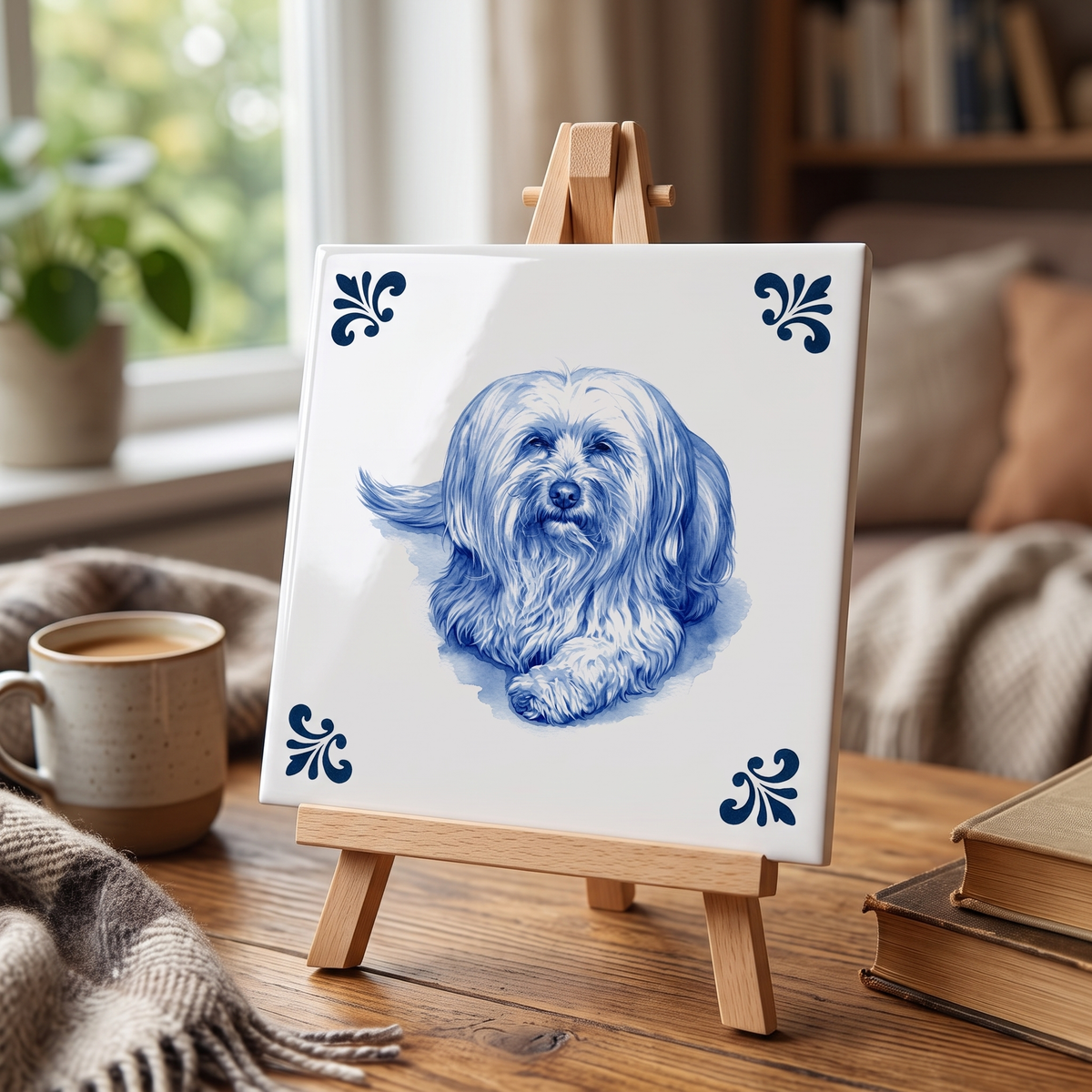 Delfts blauwe tegel met hondje Ippy