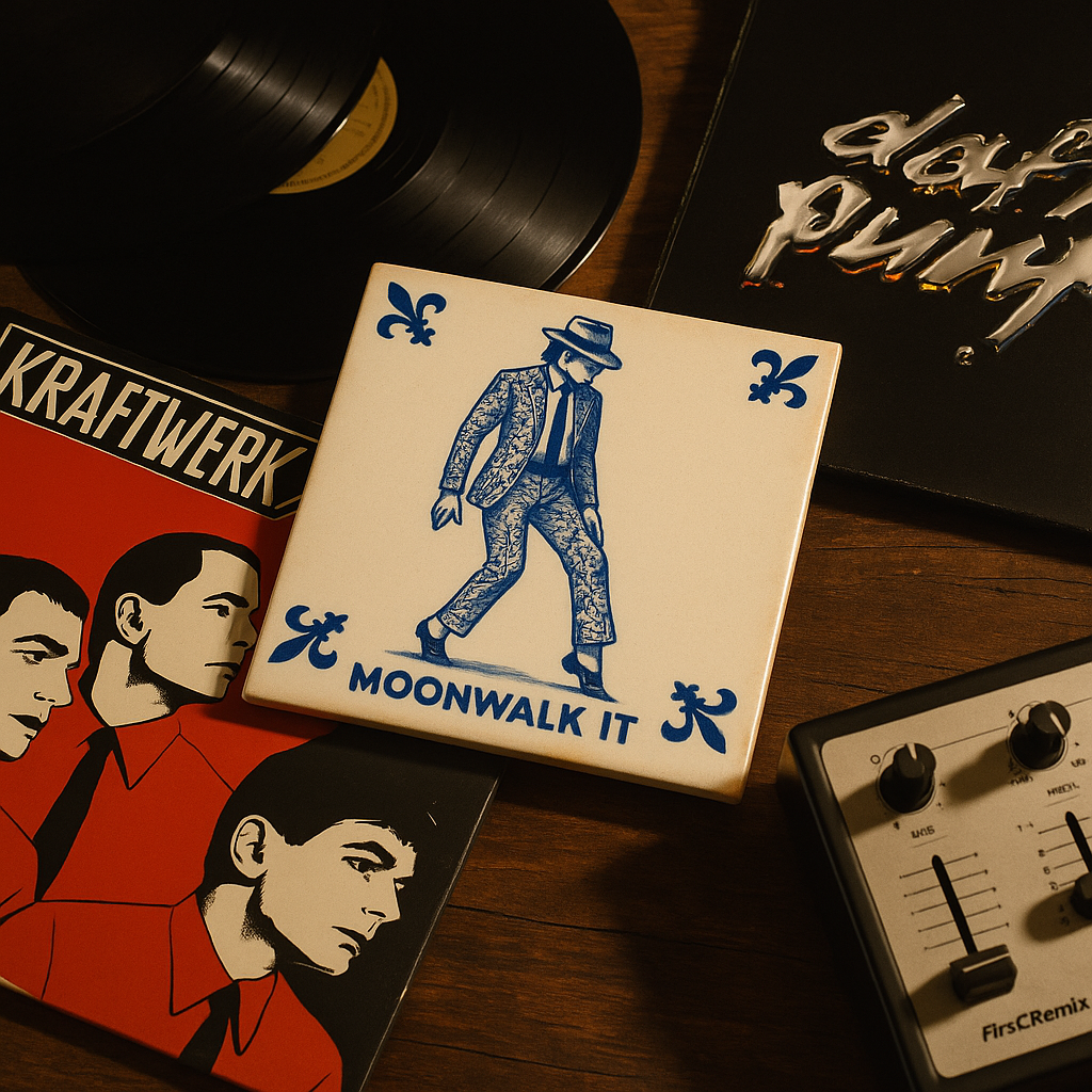 Michael Jackson MOONWALK IT – Delfts blauwe tegel met humor