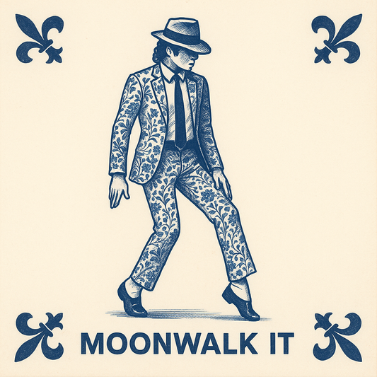 Michael Jackson MOONWALK IT – Delfts blauwe tegel met humor