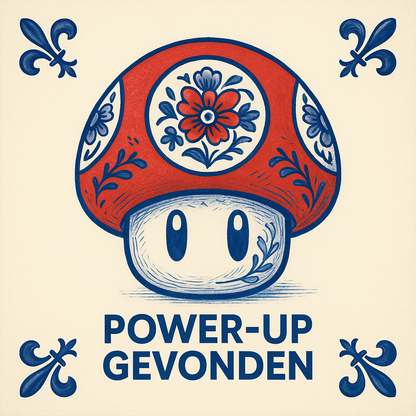Mario Power Up - Delft Blue Tile with Humor