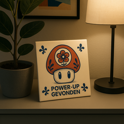 Mario Power Up - Delft Blue Tile with Humor