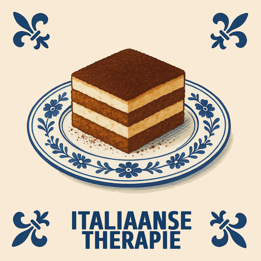 “TIRAMISU” – DELFTS BLAUWE TEGEL MET HUMOR
