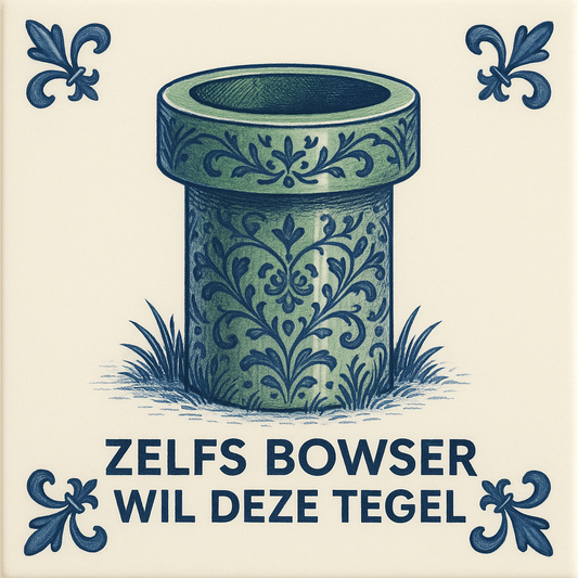 Mario - Warp Pipe - Delfts Blauwe tegel met humor