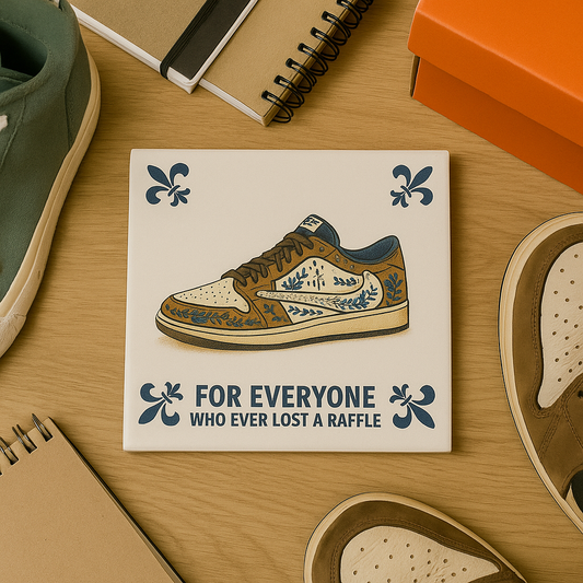LIMITED EDITION TRAVIS SCOTT TILE SNEAKER - Delfts Blauwe tegel met humor