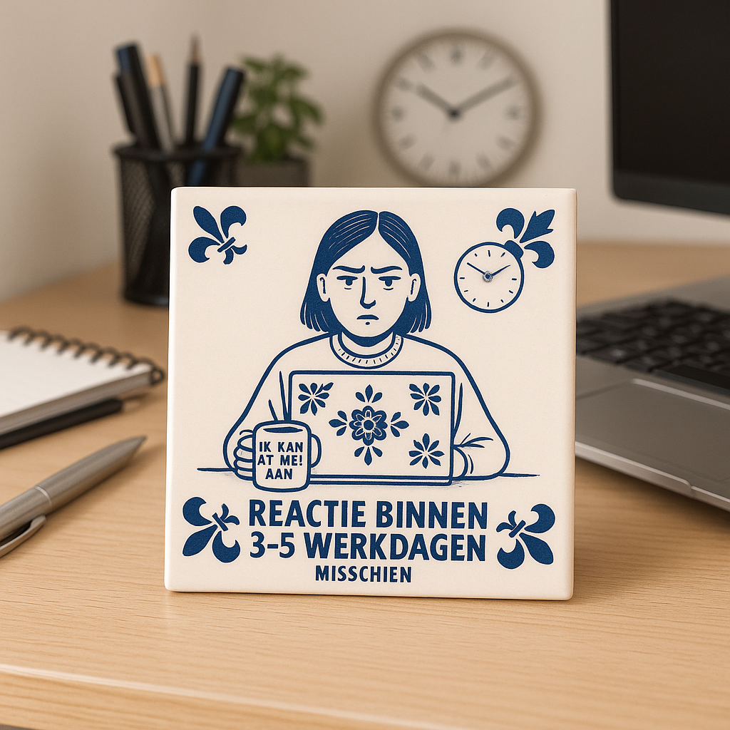 Reactie binnen 3-5 werkdagen (misschien) - Delfts Blauwe Tegel Met Humor