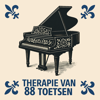 Piano - 88 Key Therapy - Delft Blue Tile With Humor