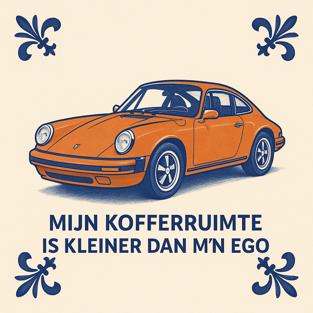 Porsche 911 - Delfts Blauwe Tegel Met Humor