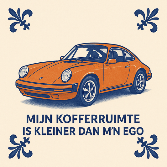 Porsche 911 - Delfts Blauwe Tegel Met Humor
