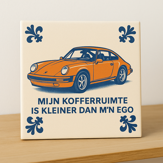 Porsche 911 - Delfts Blauwe Tegel Met Humor