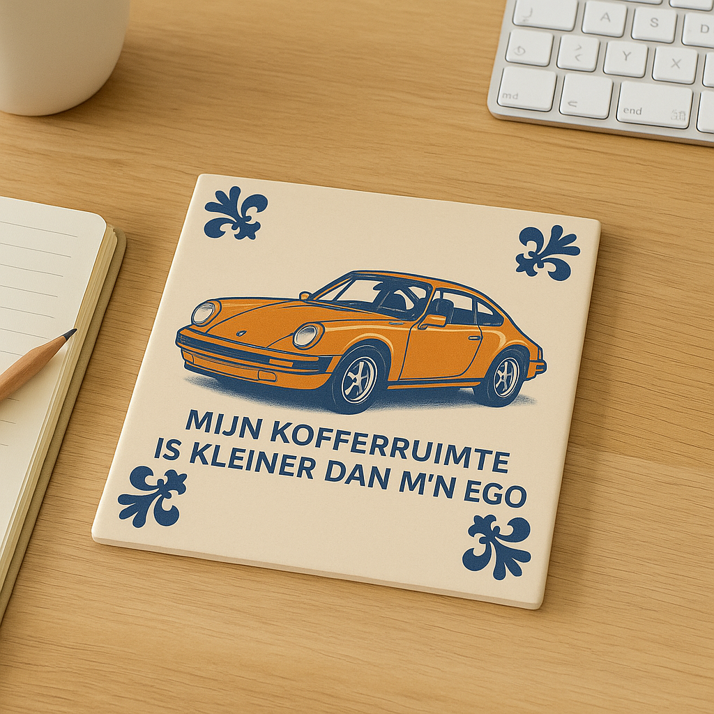 Porsche 911 - Delfts Blauwe Tegel Met Humor
