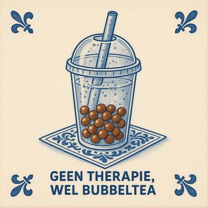 No therapy, but bubble tea – Delft Blue Tile
