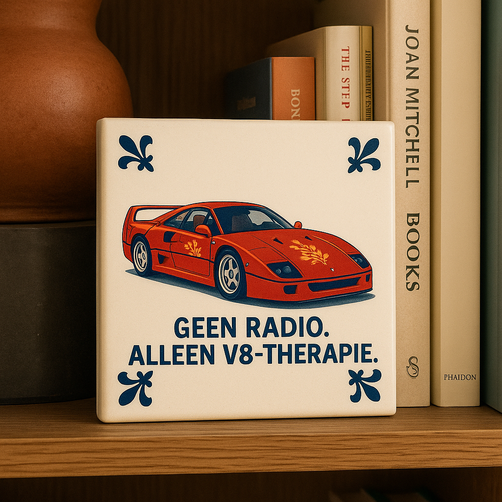 Ferrari F40 - Delfts Blauwe Tegel met humor