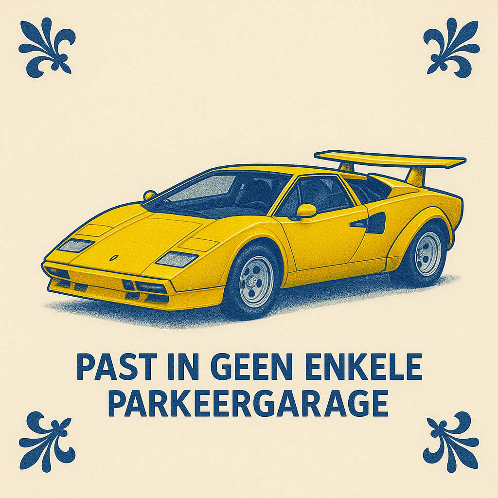 Lamborghini Countach -  Delfts Blauwe Tegel Met Humor