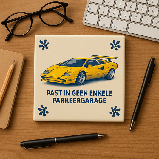 Lamborghini Countach -  Delfts Blauwe Tegel Met Humor