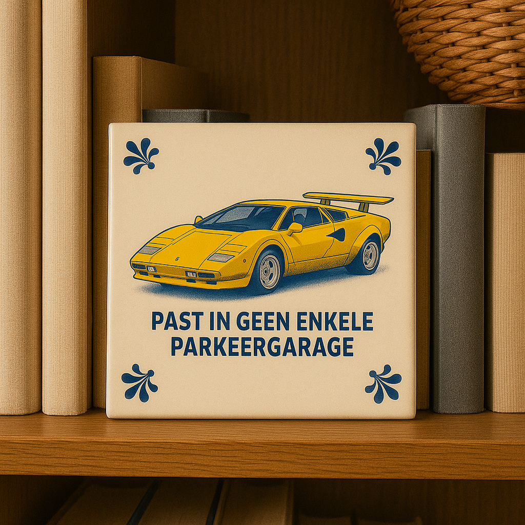Lamborghini Countach -  Delfts Blauwe Tegel Met Humor