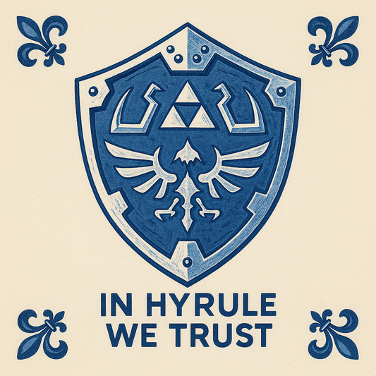 Zelda - In Hyrule We Trust - Delfts Blauwe tegel met humor