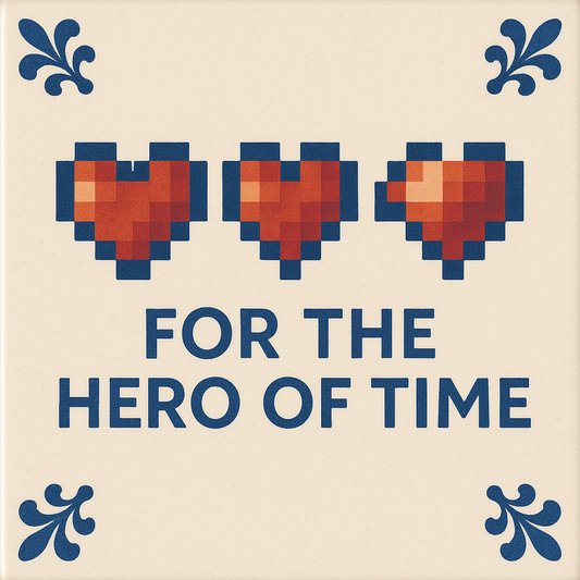 Zelda - For The Hero of Time - Delfts Blauwe tegel met humor