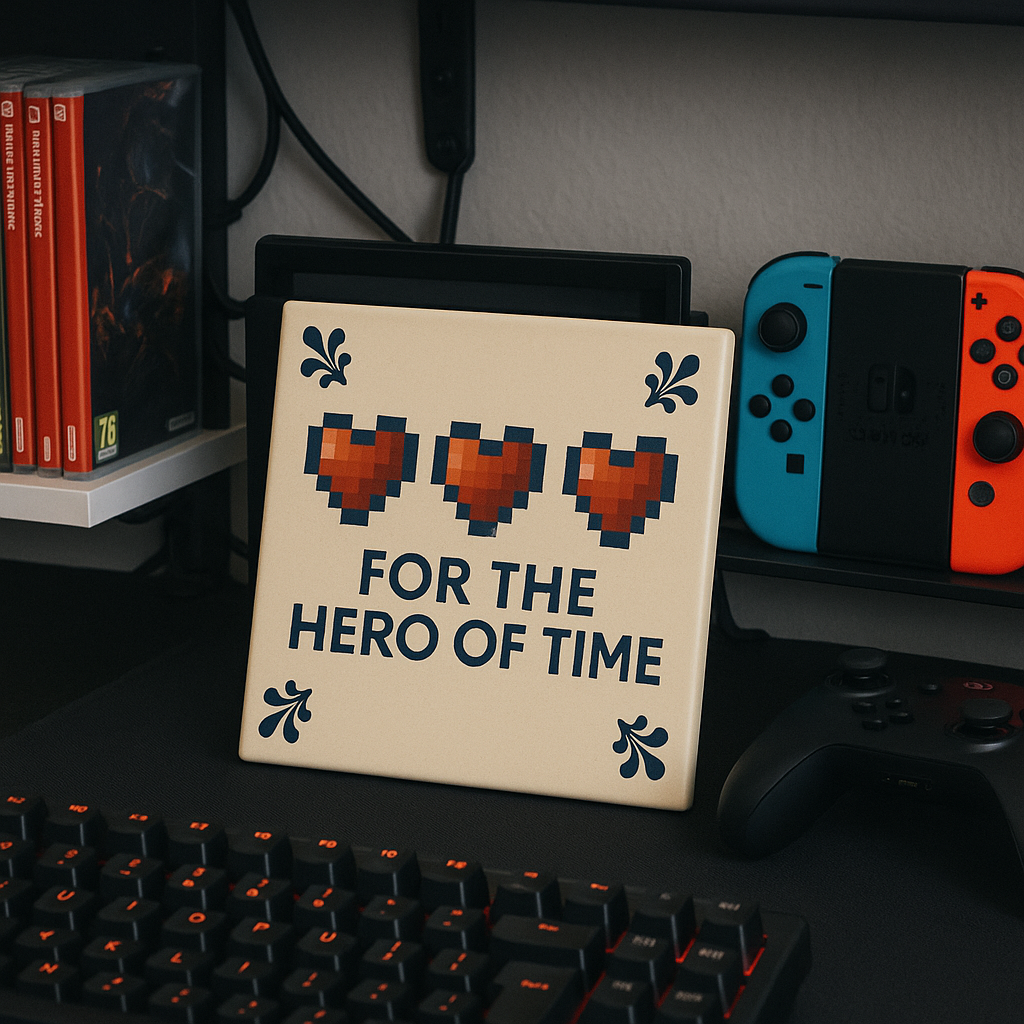 Zelda - For The Hero of Time - Delfts Blauwe tegel met humor