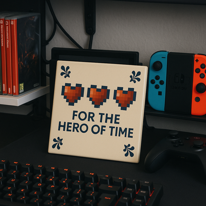 Zelda - For The Hero of Time - Delft Blue tile with humor