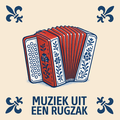 Accordion - Music from a backpack - Delft Blue Tile with Humor
