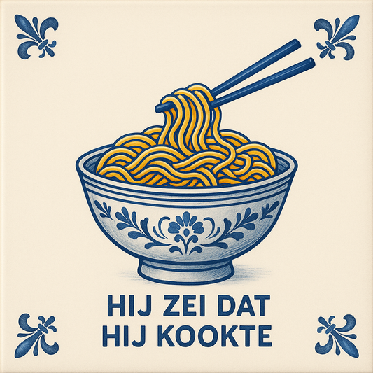 Noodles - Hij zei dat hij kookte - Delfts Blauw met humor