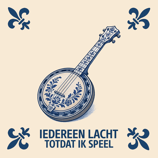 Banjo - Iedereen lacht tot ik speel - Delfts Blauwe Tegel Met Humor