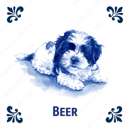 Tegelontwerp Beer Delfts blauw