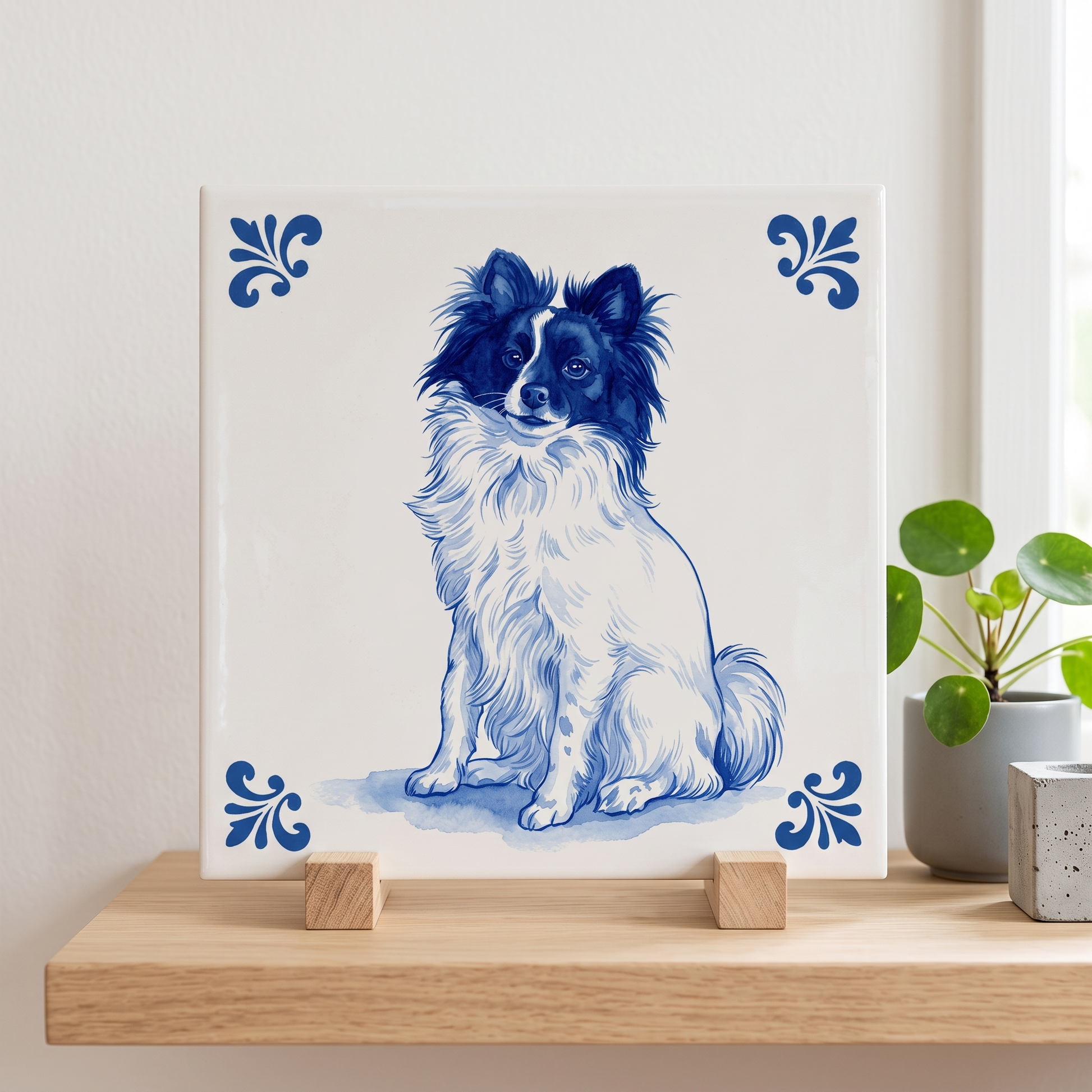 Delfts blauw tegelontwerp hond