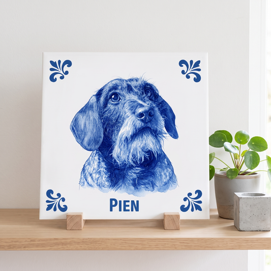 Delfts blauwe tegel met huisdier