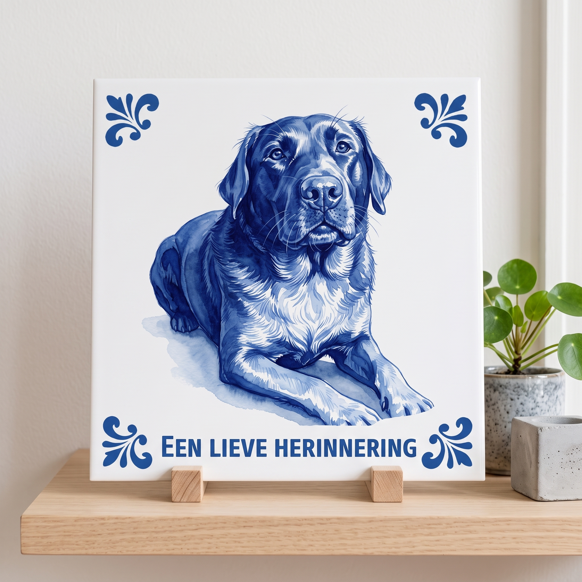 Delfts blauwe tegel met huisdier