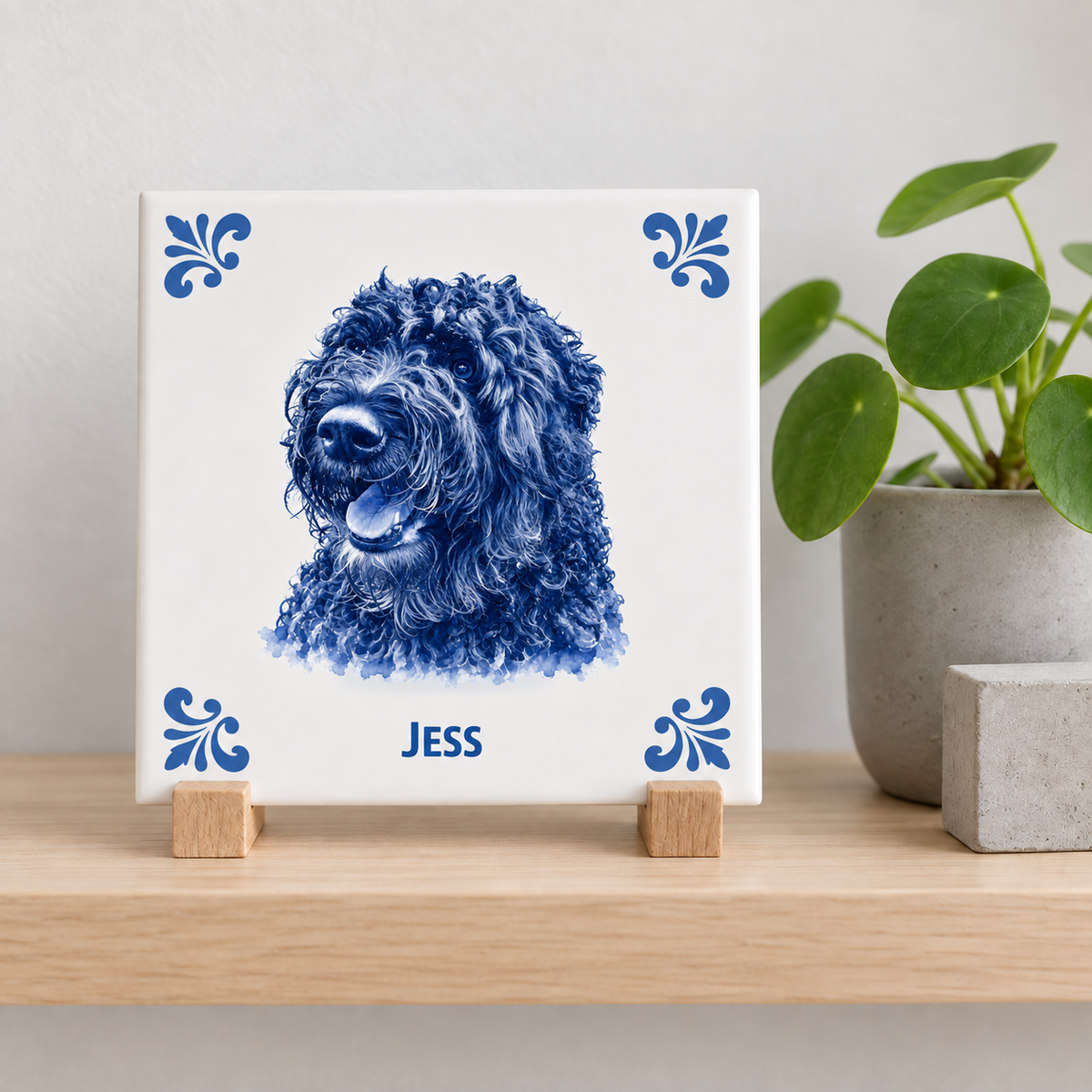 Voorbeeld Jess in klassiek Delfts blauw; kies hieronder twee ontwerpen voor je set