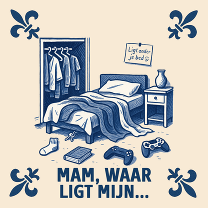 Mom, where is my !? - Delft Blue Tile with Humor