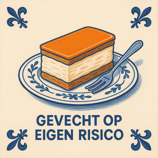 Gevecht op Eigen Risico - Delfts Blauwe tegel met humor