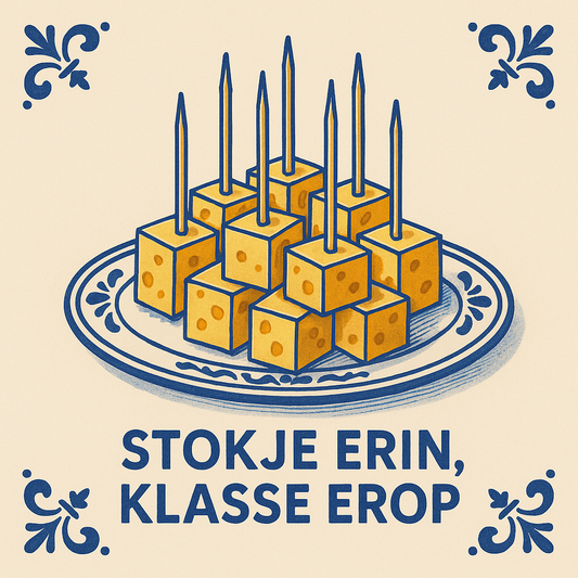STOKJE ERIN, KLASSE EROP - Delfts Blauwe tegel met humor