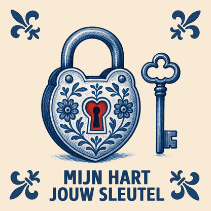 MY HEART, YOUR KEY - Delft Blue Tile with Humor