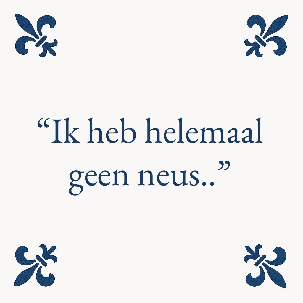 Ik heb helemaal geen neus - Delfts Blauwe Tegel Met Humor
